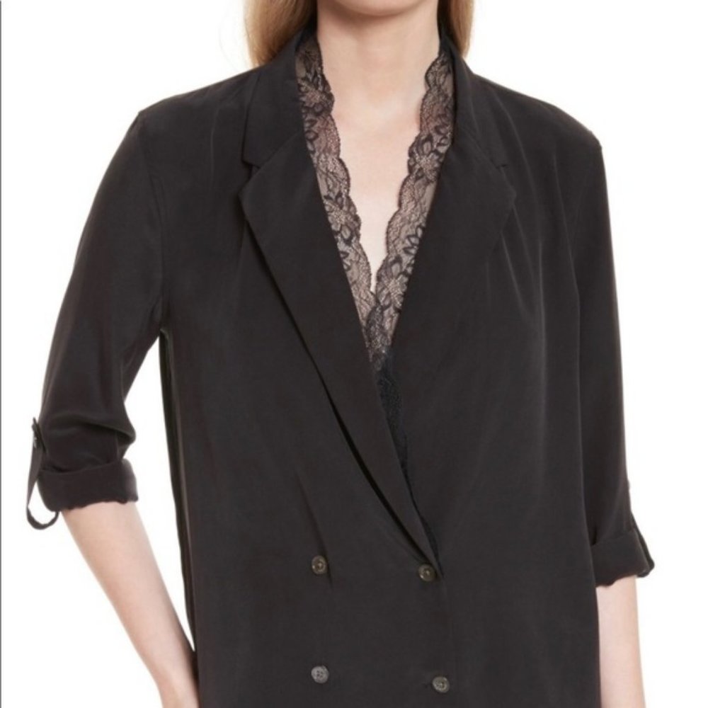 NWOT Equipment Silk Blazer Blouse - Lace Collar